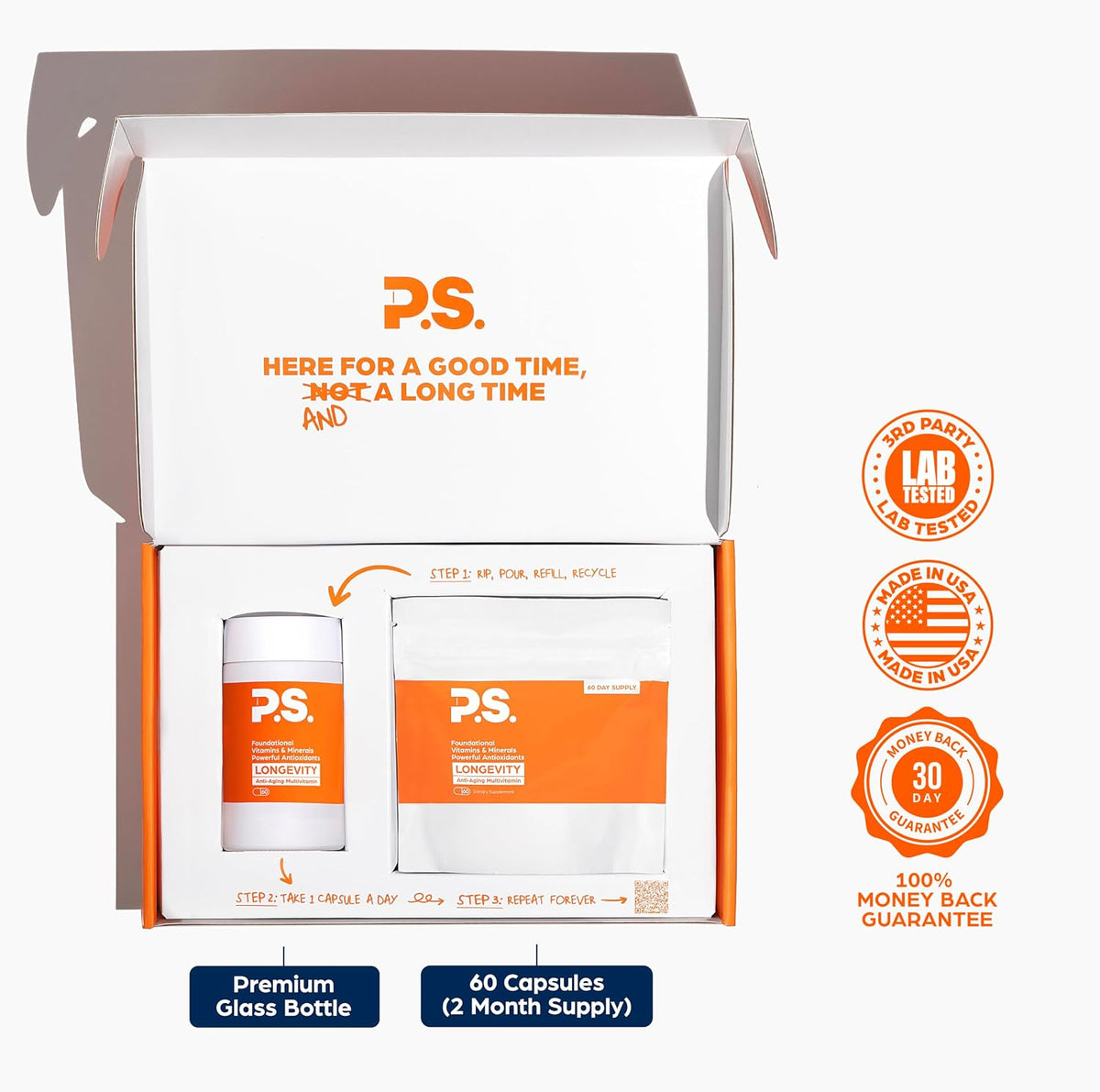 PS Longevity Supplements – Methylated Multivitamin for Men and Women with B Vitamins, Nicotinamide Riboside, CoQ10, Resveratrol, ALA – Antioxidant Defence (2 Month Supply) - görsel 9