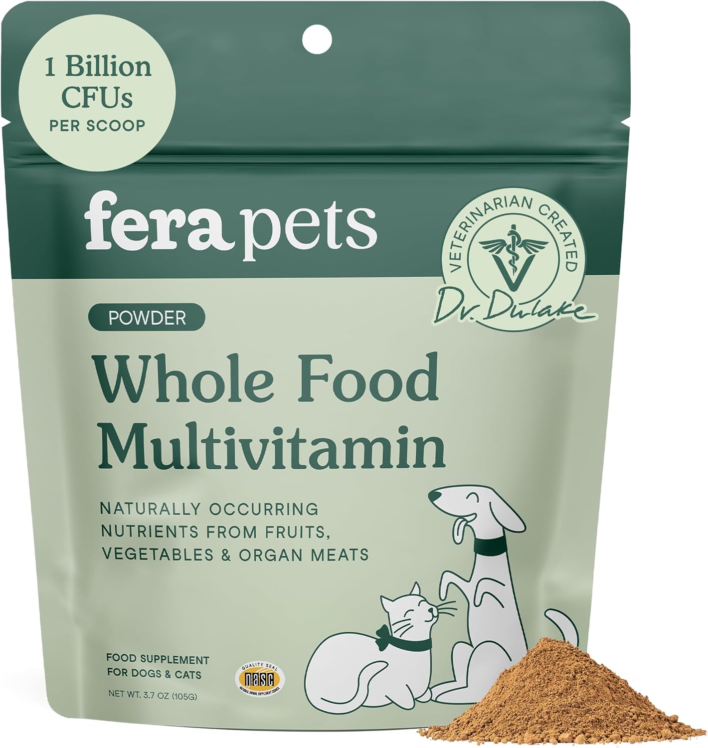 Fera Pets Whole Food Cat & Dog Multivitamin with Probiotics – 105 g - görsel 1