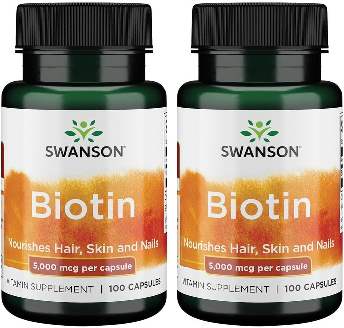 Swanson Biotin 5,000 mcg 100 Capsules (2 Pack) - görsel 1