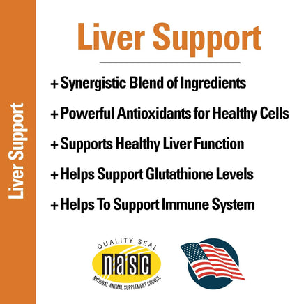 Vet Classics Liver Support Pet Health Supplement for Dogs and Cats – Liver Functions – B-Vitamins, Glutathione, Milk Thistle – 60 Chewable Tablets