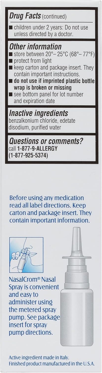 NasalCrom Nasal Spray Allergy Symptom Controller – 200 Sprays (26 ml, Pack of 2)