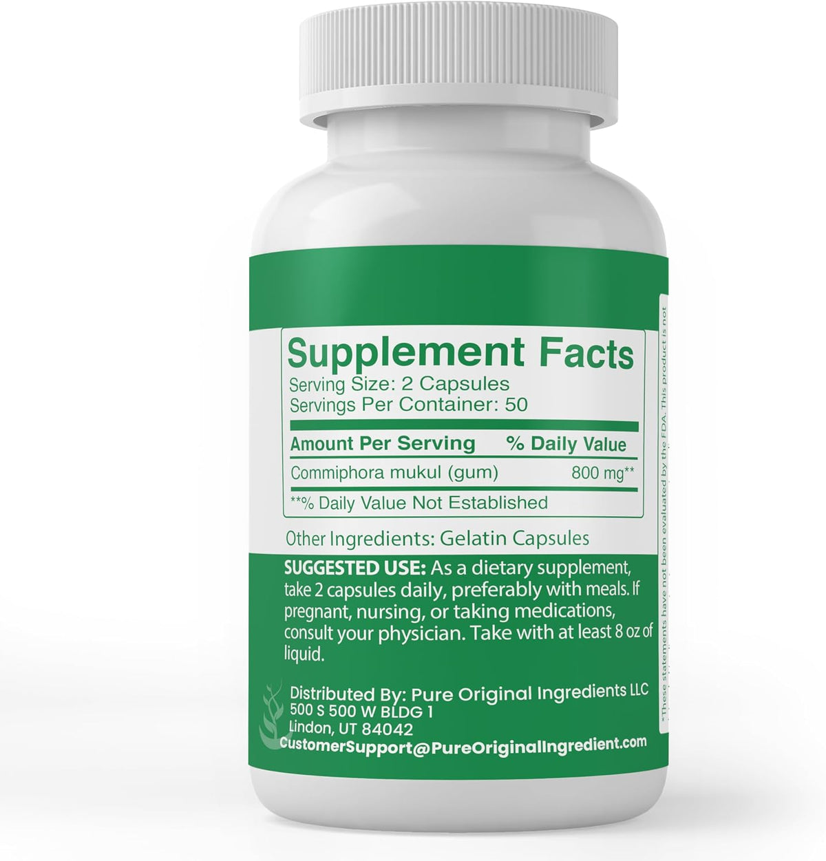 PURE ORIGINAL INGREDIENTS Guggul Extract, (100 Capsules) Always Pure, No Additives or Fillers, Lab Tested - görsel 2