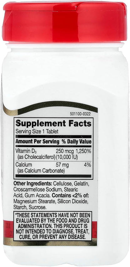 21st Century D3 10,000 IU Tablets, 110 Count