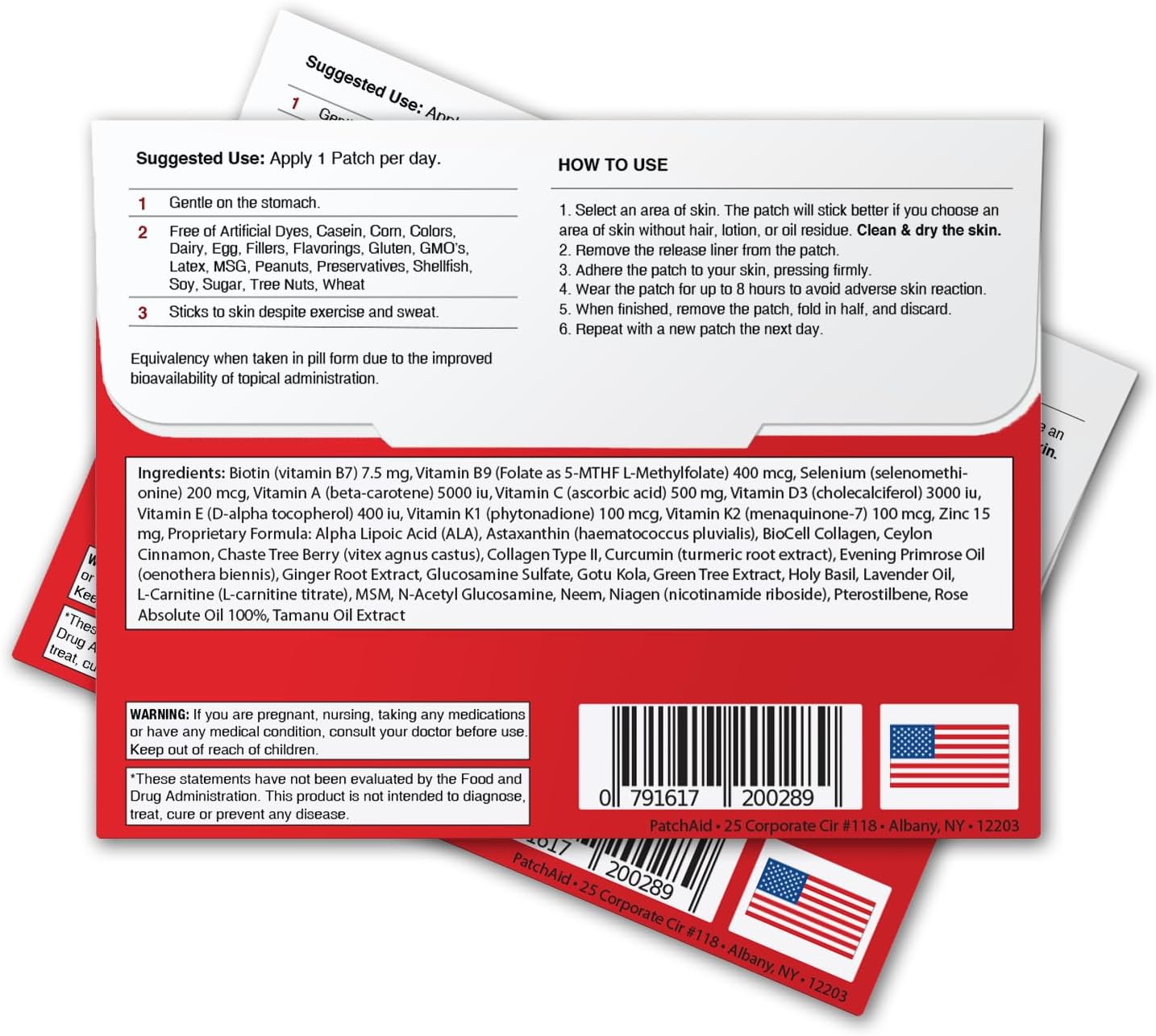 PatchAid Biotin Plus Topical Patch - 7.5mg Biotin with Vitamins A, C, D3, E & Folate, 30 Patches - görsel 2