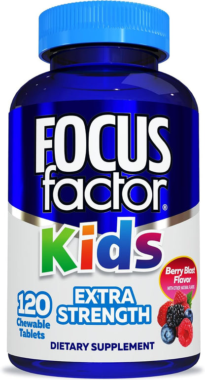 Focus Factor Kids Extra Strength Daily Chewable – Brain Health Support – 120 Chewable Tablets