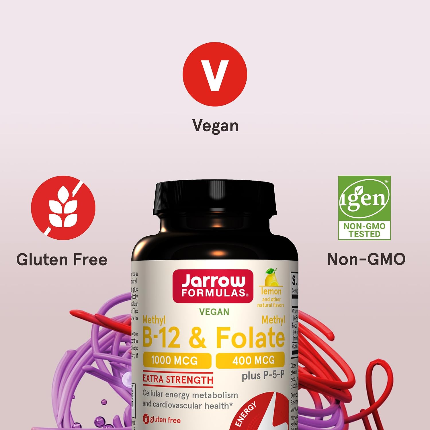 Jarrow Formulae Methyl B-12 1000mcg + Methyl Folate 400mcg, Extra Strength, with P-5-P, 100 Chewable Tabs (12-Pack) - görsel 5