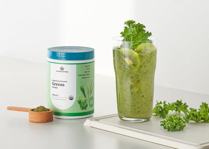 Nature Restore Organic Greens Powder (227 g). 100% Pure Grown in USA Kale, Wheatgrass & Barleygrass. Alkaline-Forming Morning Green Juice Shot & Digestive Support. No-Mess Juicer Alternative, Gluten-Free