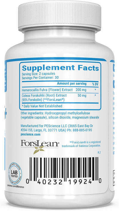 PEScience Forskolin-95+ | 95% Pure Forskolin with Hemerocallis Fulva | 50 mg, 60 Capsules