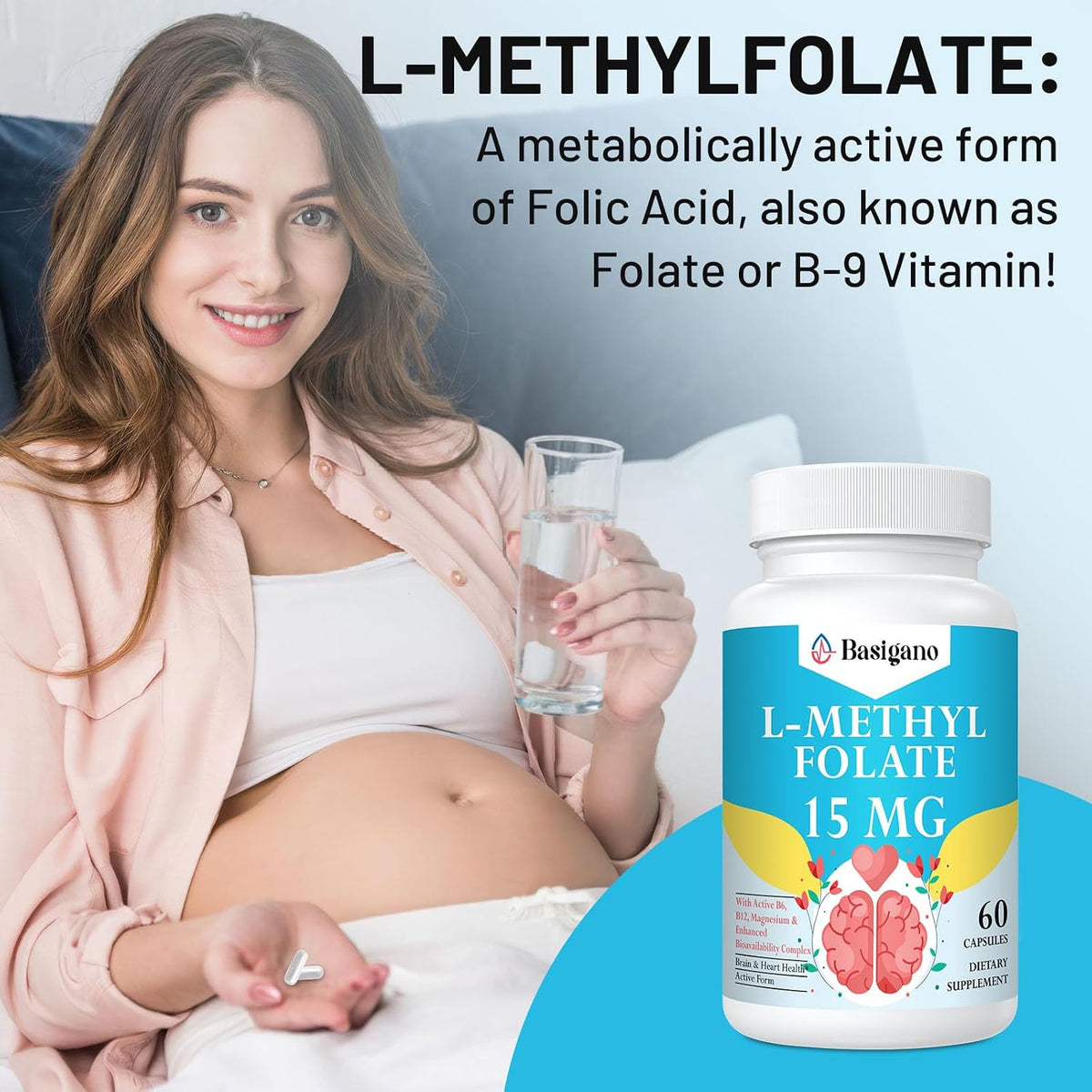 L-Methylfolate 15mg (5-MTHF) - Active Folic Acid with B6 and B12 - Vegan, Gluten-free, Dairy-Free - görsel 6