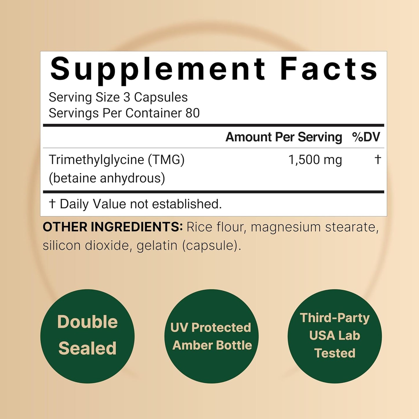 NatureBell TMG Supplements 1500mg, 240 Capsules – Max Strength Betaine Anhydrous Trimethylglycine – Supports Normal Homocysteine Metabolism, Heart & Liver Health – Non-GMO, Gluten-free - görsel 2