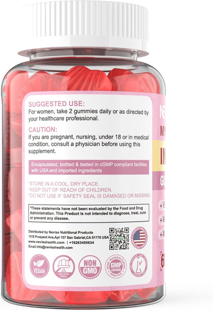 Myo-Inositol & D-Chiro Inositol Gummies for Women 2000mg + 50mg, 40:1 Ratio Inositol with Vegan Omega-3 + D3, Magnesium – Image 9