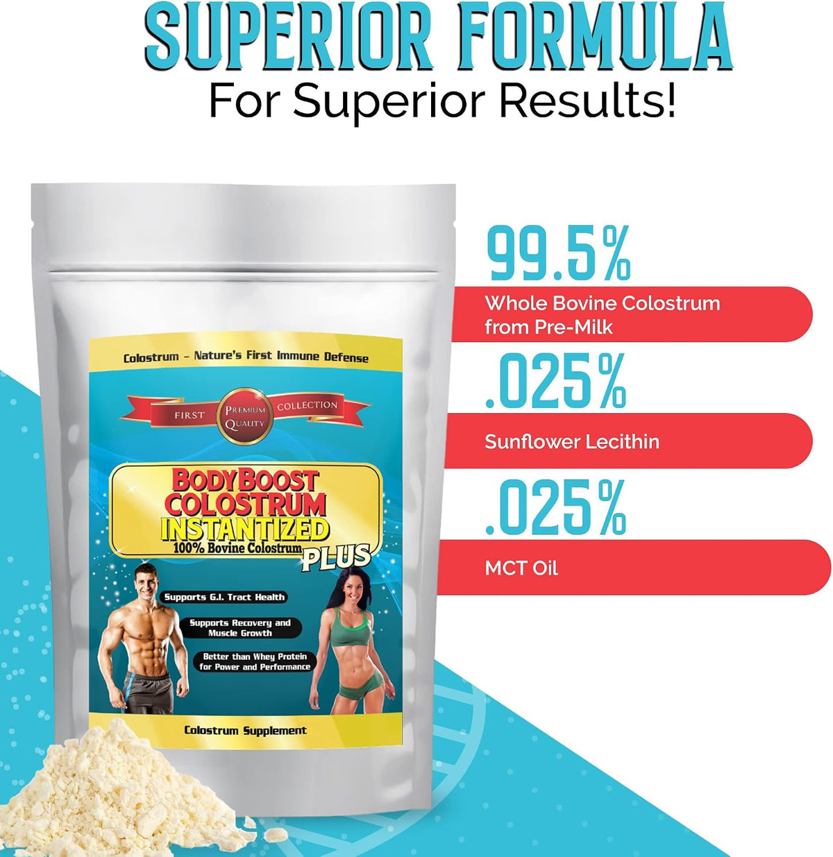 BodyBoost Instantised Colostrum Whole – 99.5% Bovine Colostrum Powder, Immune & Gut Health Support, 454 g - görsel 3