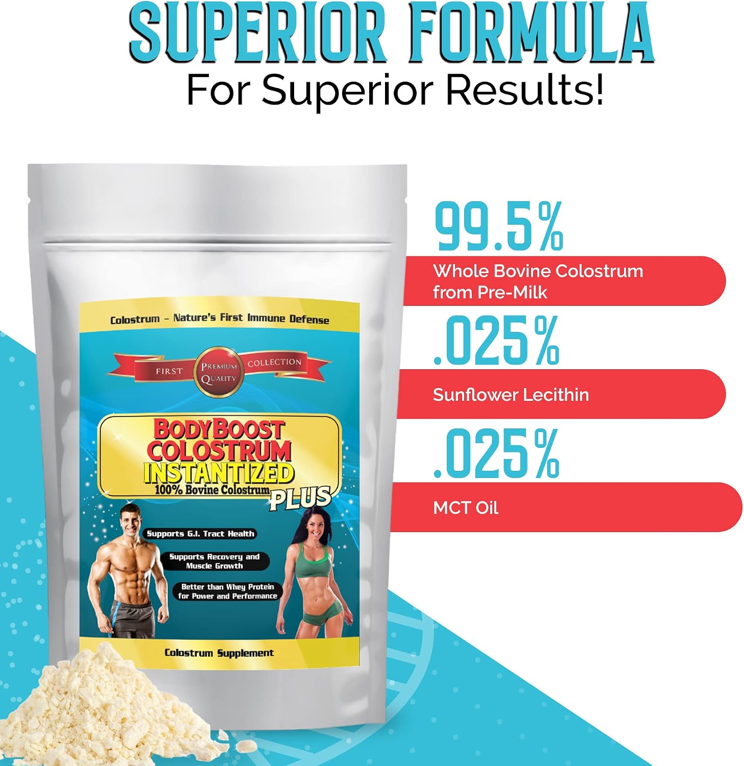 BodyBoost Colostrum Instantised Powder – 99.5% Bovine Colostrum, Immune & Gut Health Support, 2 x 454 g - görsel 5