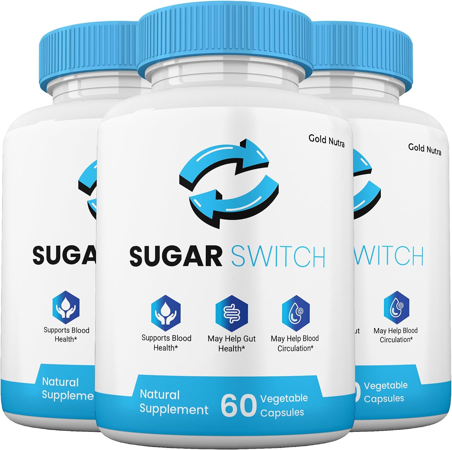 SugarSwitch Capsules, All-Natural Supplement, SugarSwitch Pills, High Potency Formula, Gelatin Free (3 Pack) - görsel 1
