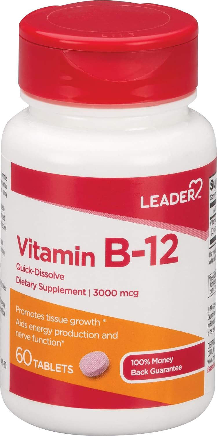 LEADER Vitamin B12 3000mcg Tablets, 180 Tablets (Pack of 3) - görsel 1