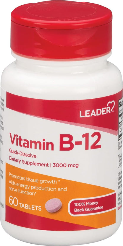 LEADER Vitamin B12 3000mcg Tablets, 180 Tablets (Pack of 3)