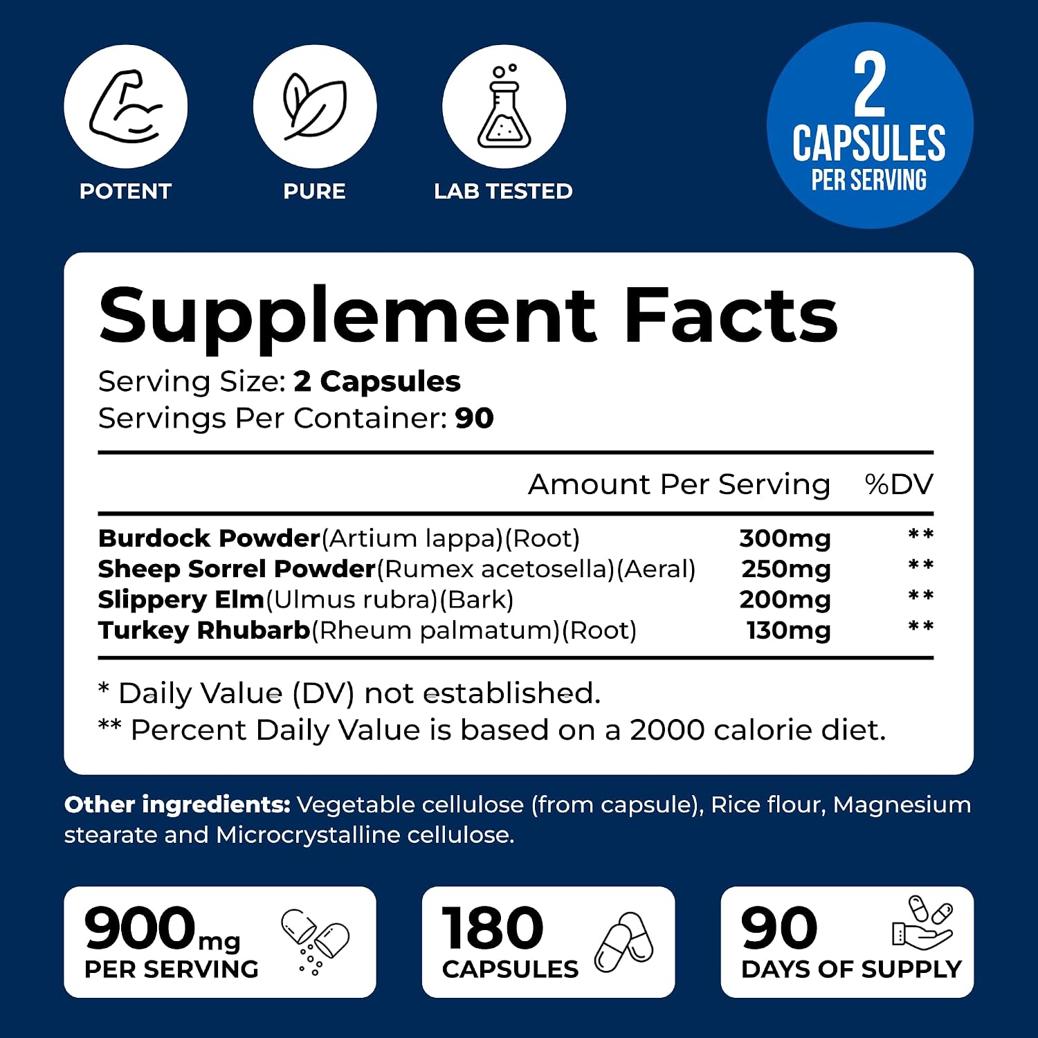 We Like Vitamins Essiac Tea Capsules - 180 Count - 900mg Daily Dose - Herbal Supplement with Burdock, Sheep Sorrel, Slippery Elm & Turkey Rhubarb - görsel 2