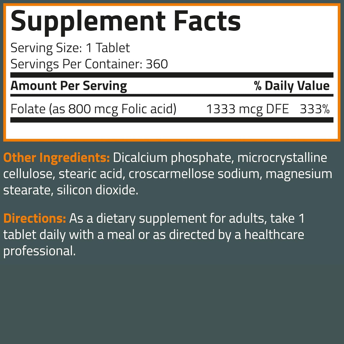 Bronson Folic Acid 800 mcg Supports Prenatal Development, Non-GMO, 360 Tablets - görsel 6