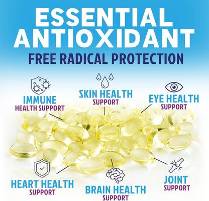 Nature's Peak Vitamin E 180 mg Soft gel capsules – Antioxidant Support for Skin, Immune and Cardiovascular Health – Non-GM, Gluten-free – 120 Soft gel capsules