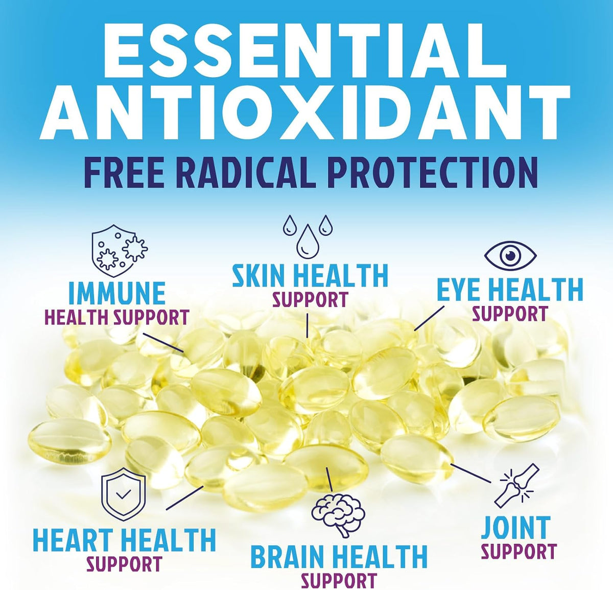 Vitamin E 180 mg Per Serving Soft gel capsules - DL-Alpha Tocopherol, Antioxidant Supplement for Skin, Heart, and Immune Support, Non-GMO & Gluten-free - 60 Soft gel capsules - görsel 5