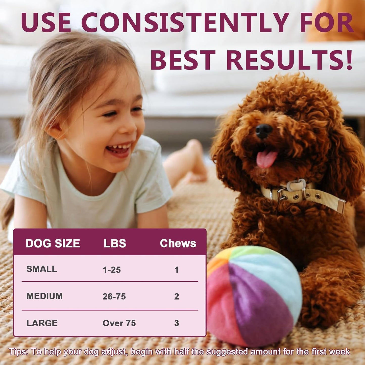 Probiotics for Dogs, Dog Probiotics for Digestive Health, 6 Billion CFU, with Prebiotics & Digestive Enzymes, Pumpkin & Omega-3, Dog Diarrhoea Relief & Immune Support, Skin & Coat Care, 120 Soft Chews - görsel 8