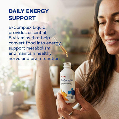 GNC B-Complex Liquid – Vitamin B Complex Liquid Supplement – Orange – 60 ml (60 Servings)