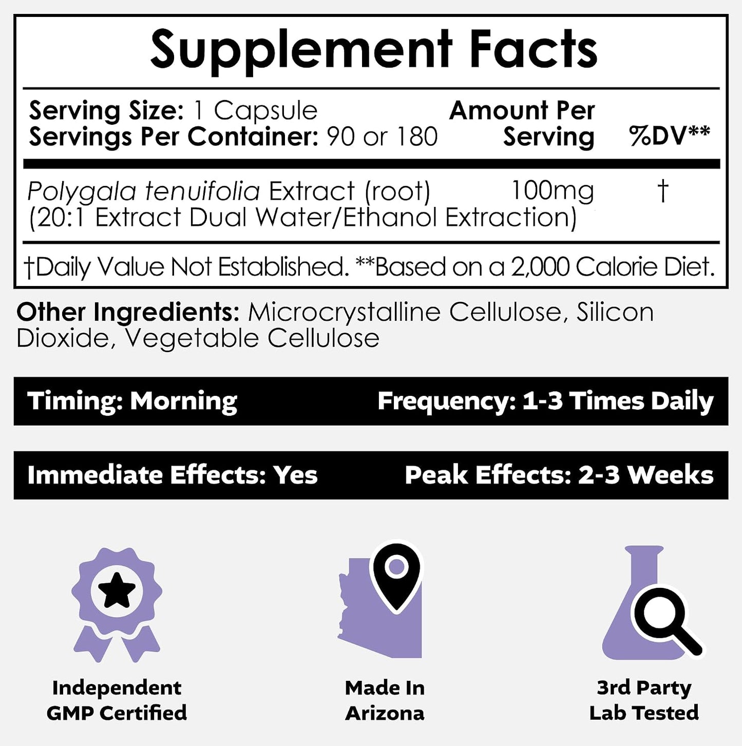 Nootropics Depot Polygala Tenuifolia Capsules | 100mg | 90 Capsules | 20:1 Extract | Yuan Zhi | Supports Cognitive Function, Learning and Memory | Helps Maintain Healthy Stress Levels | Adaptogen Supplement - görsel 2