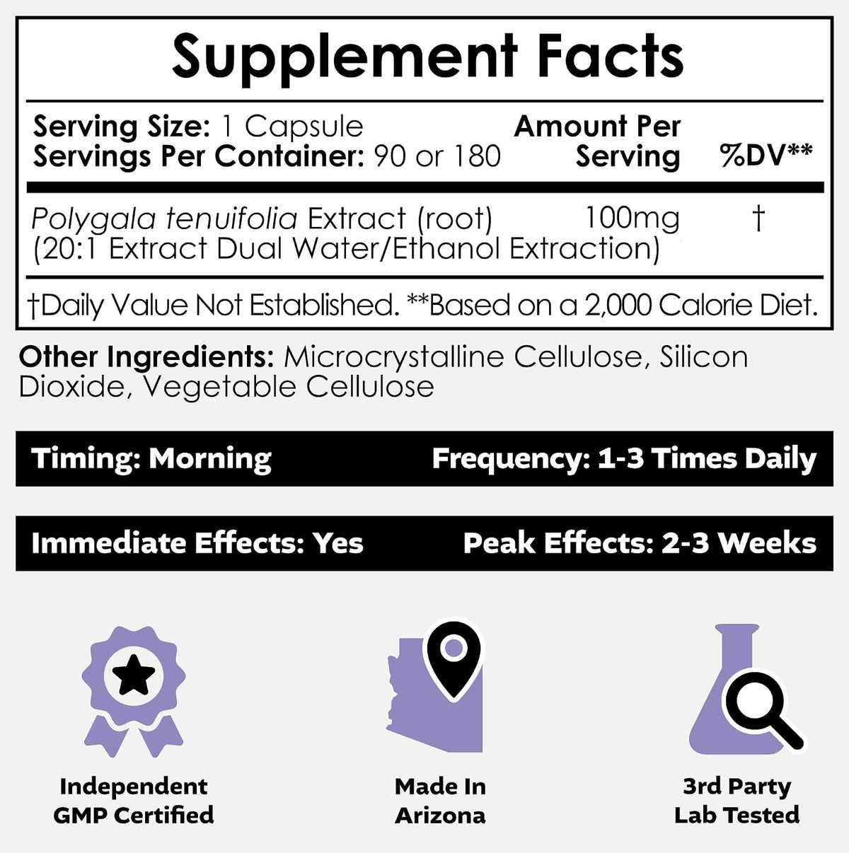 Nootropics Depot Polygala Tenuifolia Capsules | 100mg | 90 Capsules | 20:1 Extract | Yuan Zhi | Supports Cognitive Function, Learning and Memory | Helps Maintain Healthy Stress Levels | Adaptogen Supplement - görsel 2