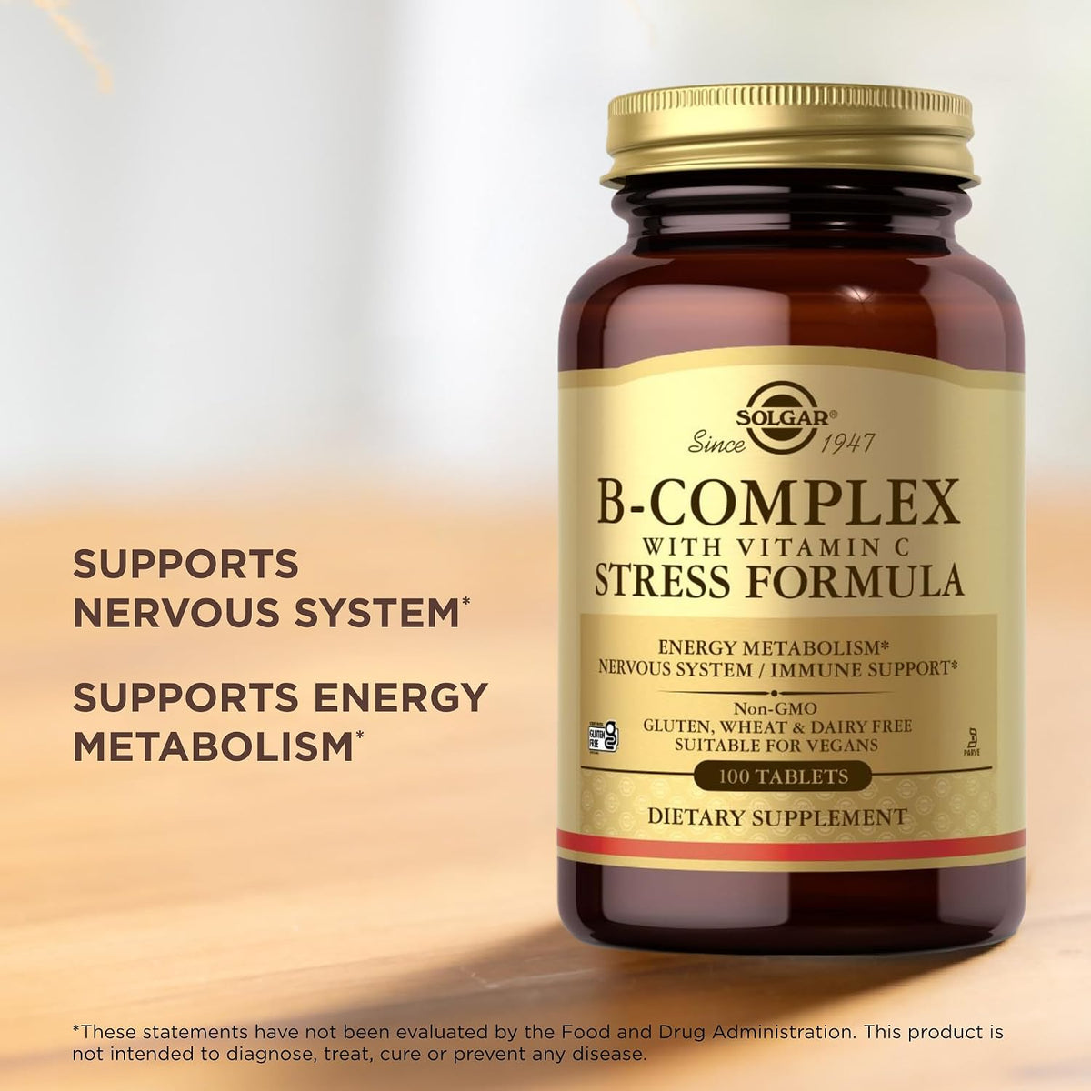 Solgar B-Complex with Vitamin C - 100 Tablets (50 Servings) - Non-GMO, Vegan, Kosher & Gluten Free - görsel 4