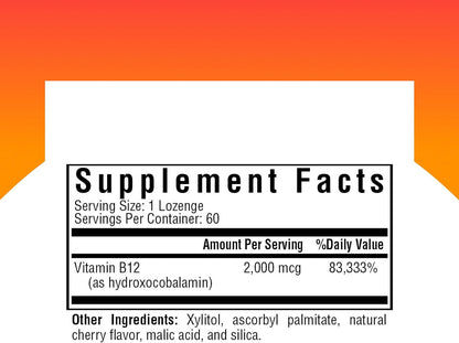 Seeking Health Hydroxo B12 - Vitamin B12 Supplement with Folate for Methylation and Energy Support - 2000 mcg, 60 Lozenges