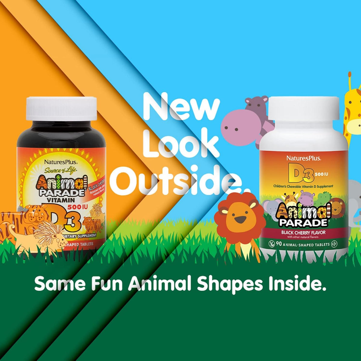 NaturesPlus Animal Parade Vitamin D3 Children’s Chewable Tablets - 90 Tablets - görsel 2