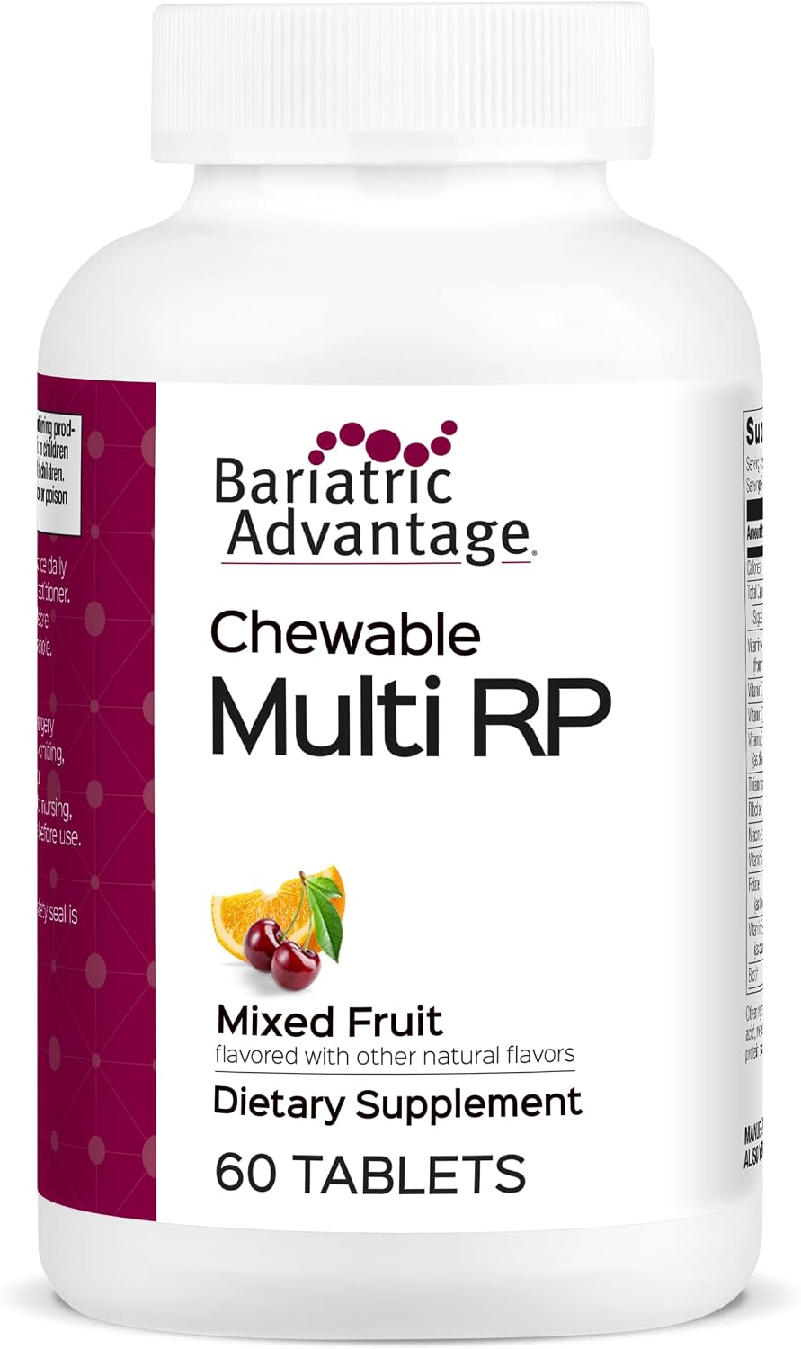 Bariatric Advantage Chewable Multi RP Multivitamin - for Bariatric Surgery Patients - with Iron, Copper, Vitamin C, A, Zinc & More - 100% NRV of 18 Nutrients - Mixed Fruit - 60 Chewable Tablets - görsel 1