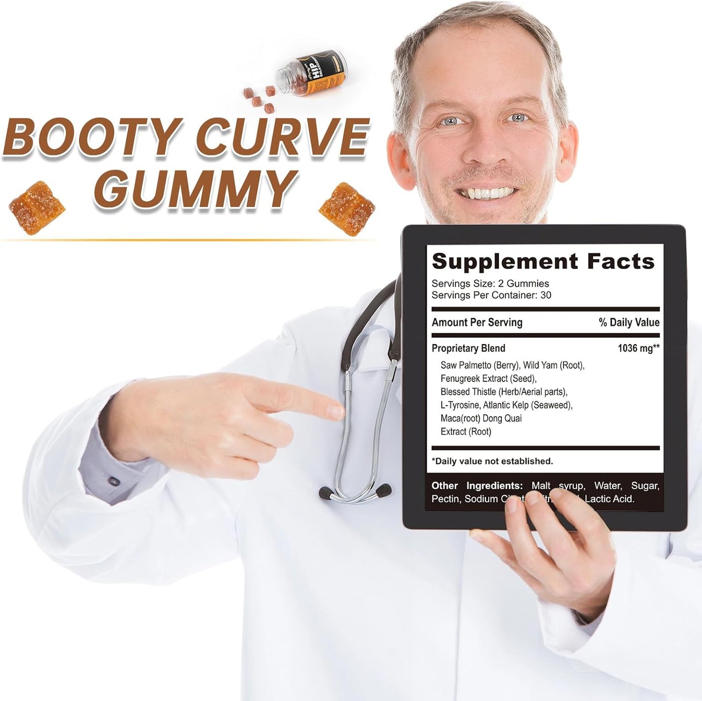 Booty Gummies for Bigger Butt and Hips, Berry Flavour, 60 Count - görsel 2