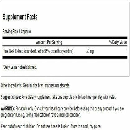 Swanson Pine Bark Extract 50 mg, 100 Capsules