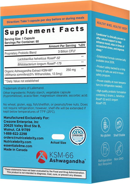Optimal Stress Relief Supplement – Mood Support, Sleep Aid, Ashwagandha KSM-66, Probiotics for Gut Health – 60-Day Supply (2 Pack)