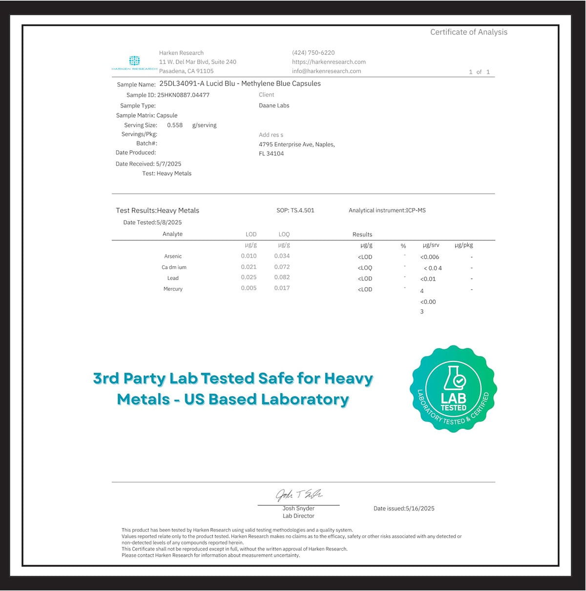 Methylene Blue Capsules (USP) - 10mg with Vitamin C - 99.99% Purity - Lucid Blu - görsel 5