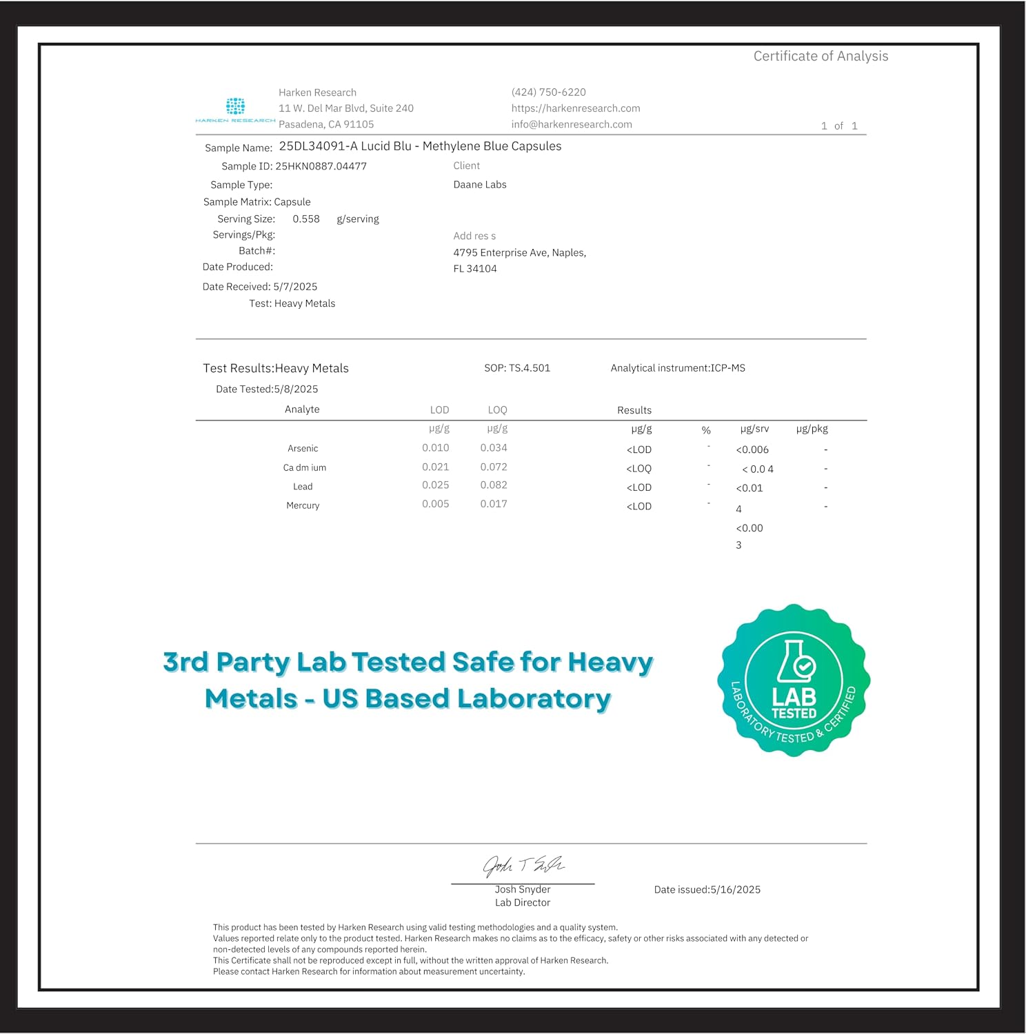 Methylene Blue Capsules (USP) - 10mg with Vitamin C - 99.99% Purity - Lucid Blu - görsel 5
