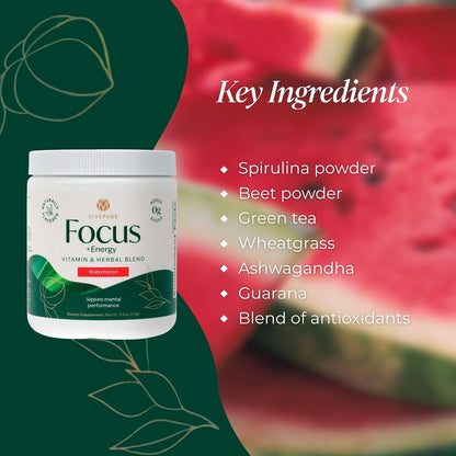 PURE Focus + Energy Drink Mix, Watermelon Flavour
