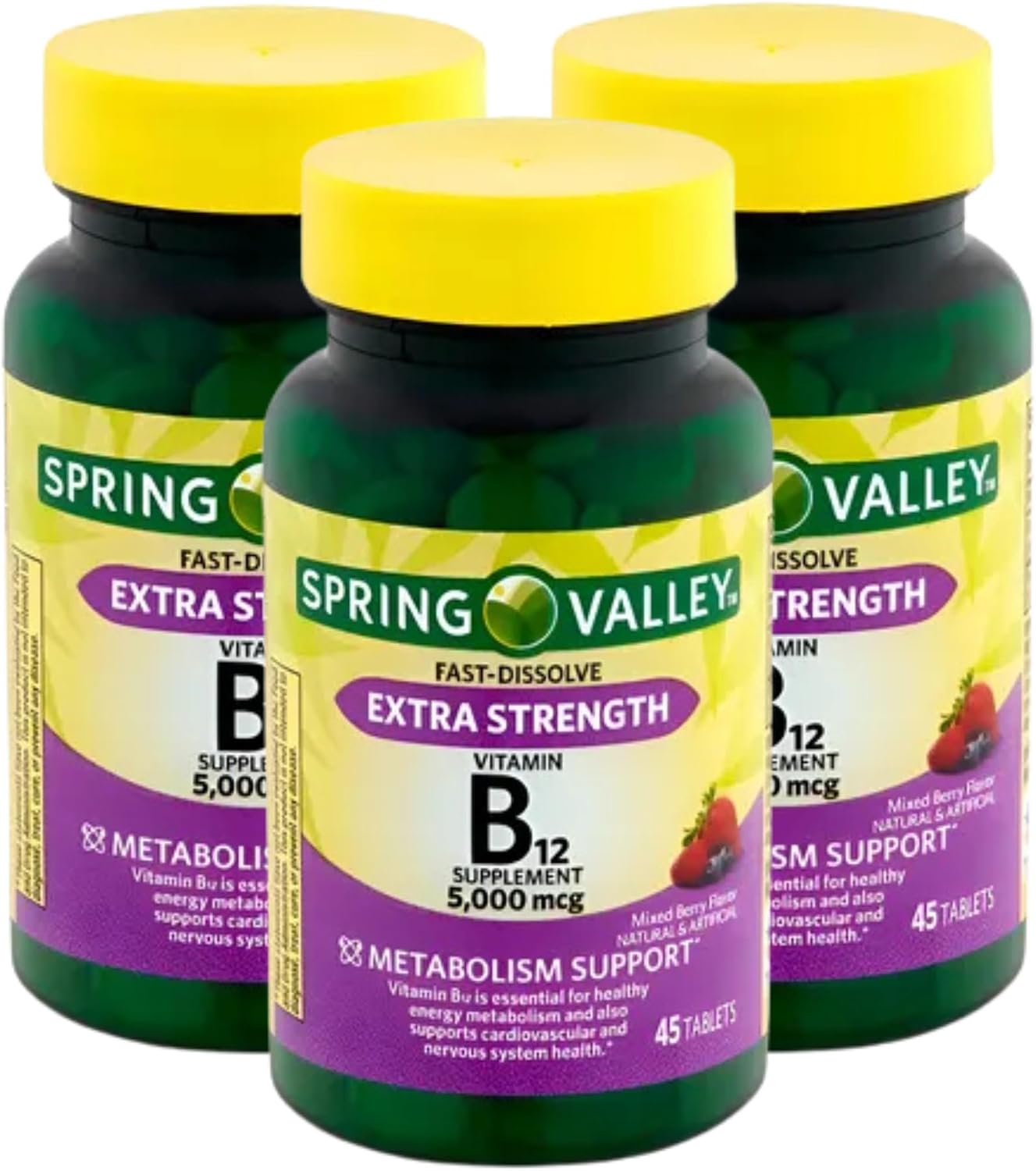 Extra Strength Vitamin B12 5000 mcg Fast Dissolve Tablets – Mixed Berry, 45 Tablets (Pack of 2) - görsel 6