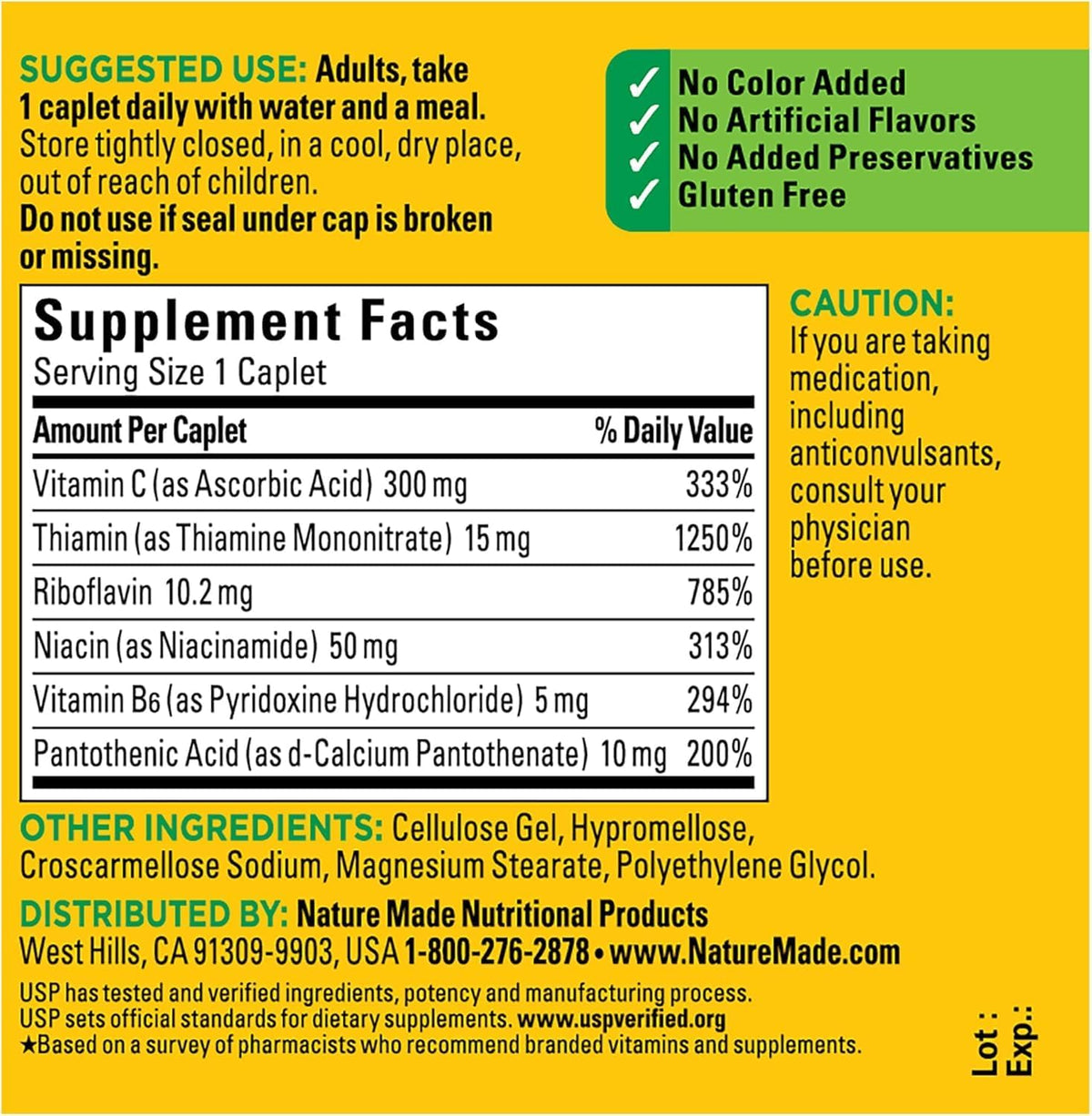 Nature Made Vitamin B-Complex Caplets, 100 Count (Pack of 2) - görsel 4