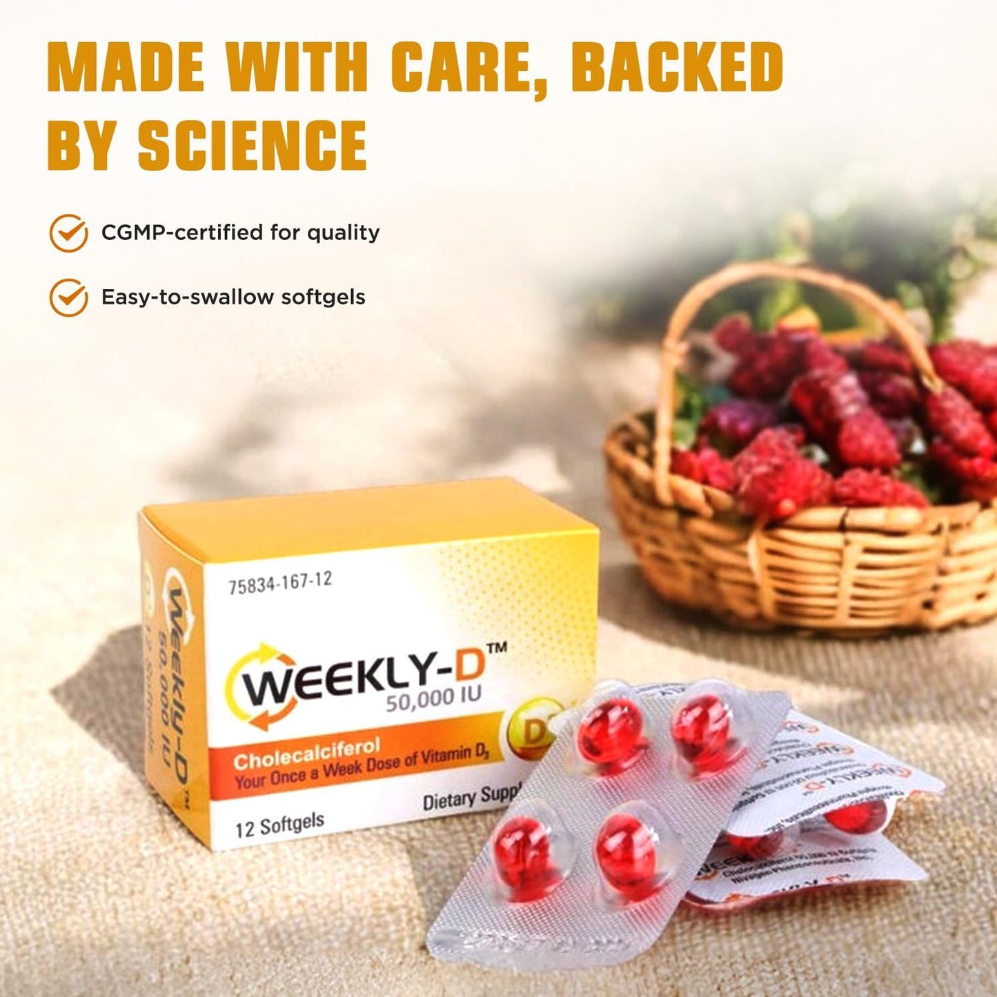 Nivagen Weekly-D Vitamin D3 50,000 IU - Once-Weekly High Potency Softgels - 12 Capsules - görsel 6