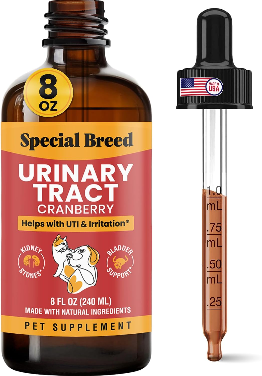 Cat and Dog Urinary Tract Infection Treatment – Natural UTI Relief with Cranberry Drops – Kidney and Bladder Support – Helps Incontinence, Frequent Urination, Bladder Stones – Pet Renal Care Drops - görsel 1