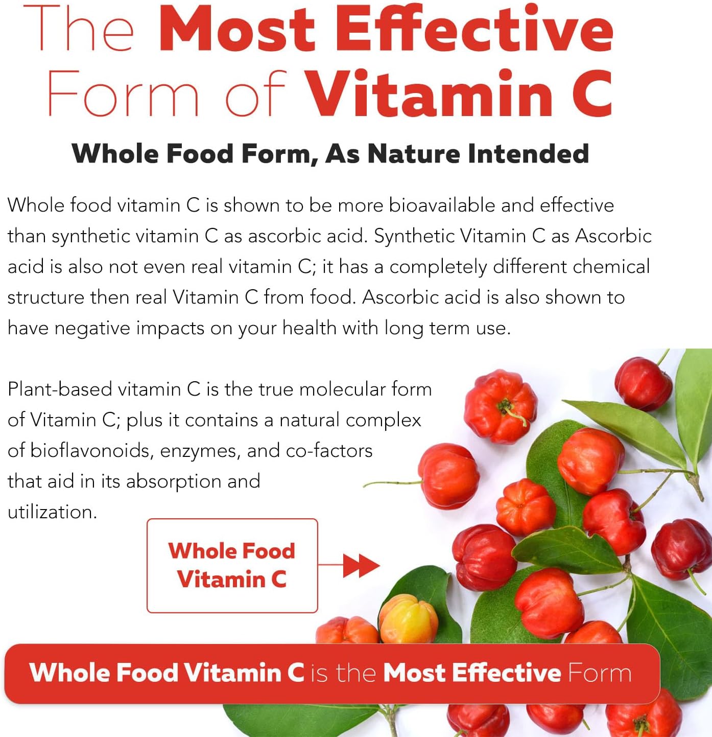 Organic Vitamin C - Whole Food from Fruit with Absorption Cofactors, 250 mg, 90 Capsules - görsel 4