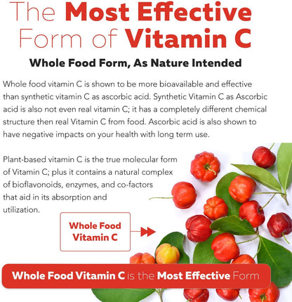 Organic Vitamin C - Whole Food from Fruit with Absorption Cofactors, 250 mg, 90 Capsules