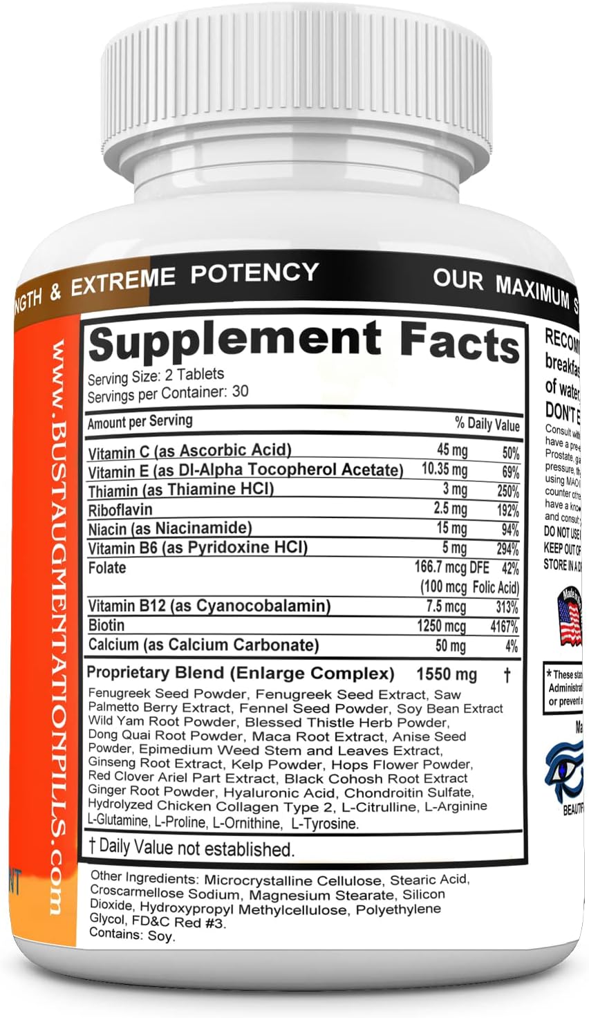 Bust Augmentation Tablets – Natural Support for Breast Health & Skin Tone. 60 Tablets - görsel 3