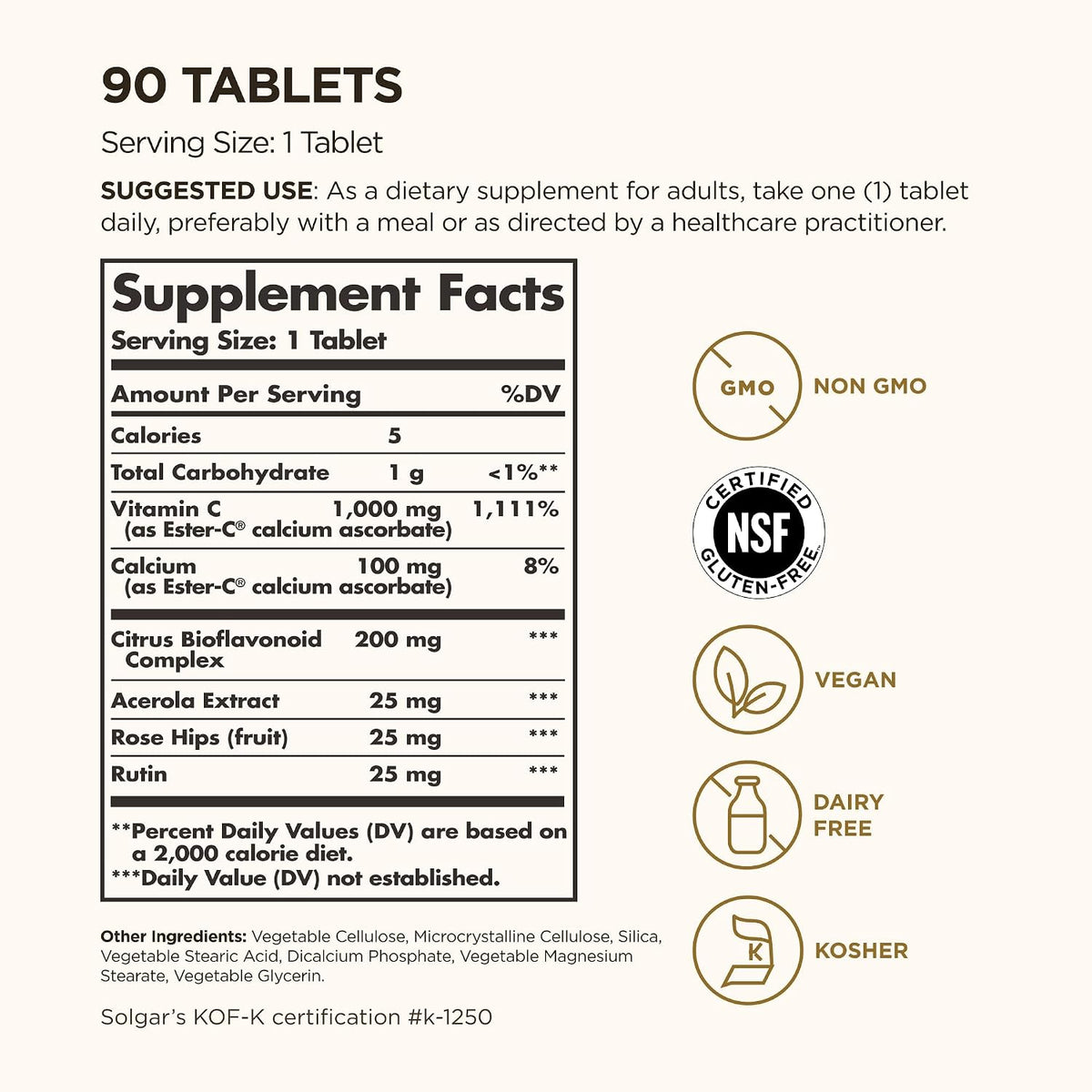 Solgar Ester-C Plus 1000 mg Vitamin C – Gentle on the Stomach, Non-Acidic – 90 Tablets - görsel 2