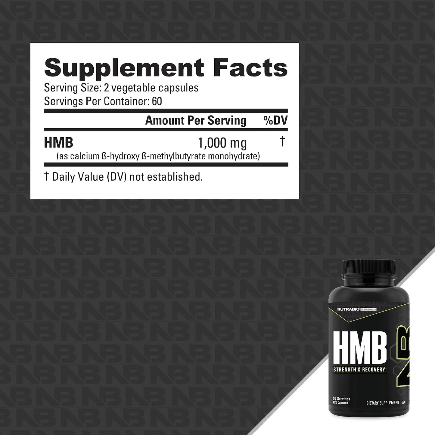 NutraBio HMB Supplement, Amino Acid, 1000 mg, 120 Capsules - görsel 3