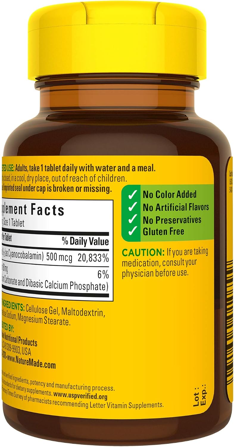 Nature Made Vitamin B12 500 mcg Tablets, 200 Tablets - görsel 8