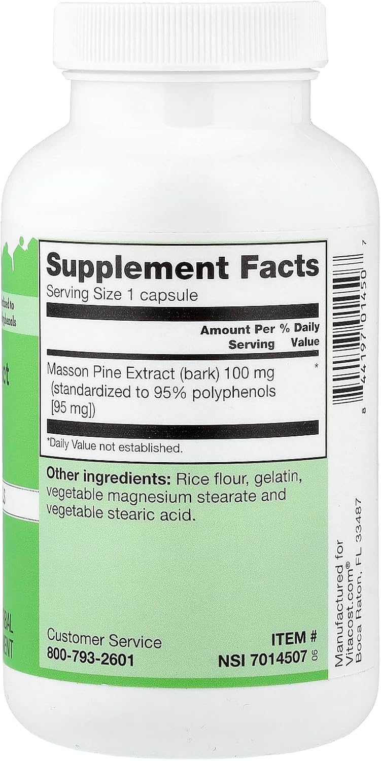 Vitacost Pine Bark Extract, 100 mg, 200 Capsules - görsel 2