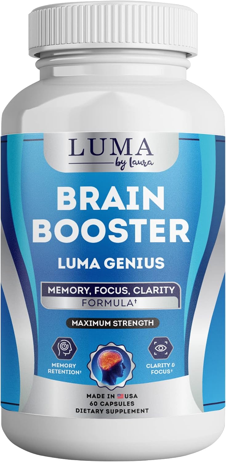 Luma By Laura Brain Support Supplement - Natural Nootropic for Cognitive Function with GABA and Green Tea Extract (60 Capsules) - görsel 1